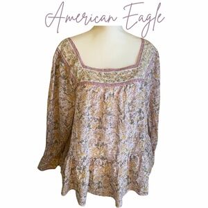 American Eagle Boho Floral Tunic Large